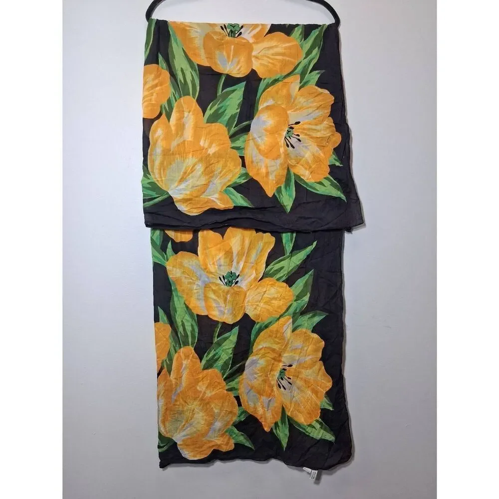 Womens rectangular beach scarf wrap yellow black green cotton spring summer